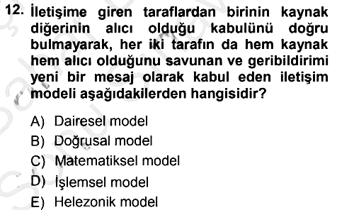 Din Eğitimi ve Din Hizmetlerinde Rehberlik 2012-2013 Dönem Sonu Sınavı - 12. soru