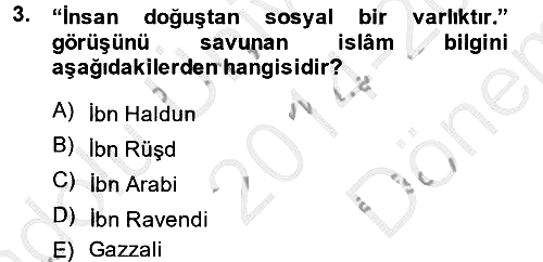 Din Eğitimi ve Din Hizmetlerinde Rehberlik 2014-2015 Dönem Sonu Sınavı - 3. soru