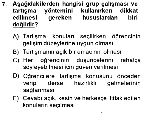 Din Eğitimi ve Din Hizmetlerinde Rehberlik 2014-2015 Dönem Sonu Sınavı - 7. soru