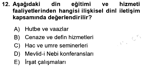 Din Eğitimi ve Din Hizmetlerinde Rehberlik 2025-2026 Dönem Sonu Sınavı - 12. soru