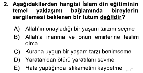 Din Eğitimi ve Din Hizmetlerinde Rehberlik 2021-2022 Yaz Okulu Sınavı - 2. soru