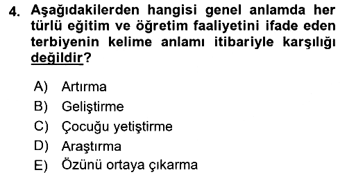 Din Eğitimi ve Din Hizmetlerinde Rehberlik 2022-2023 Yaz Okulu Sınavı - 4. soru