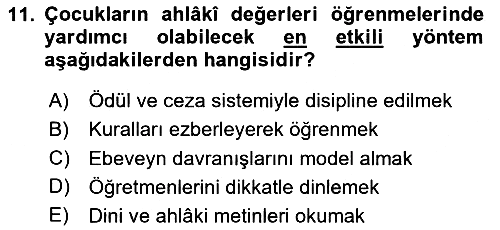 Din Eğitimi ve Din Hizmetlerinde Rehberlik 2025-2026 Yaz Okulu Sınavı - 11. soru