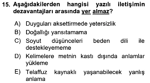 Din Eğitimi ve Din Hizmetlerinde Rehberlik 2025-2026 Yaz Okulu Sınavı - 15. soru