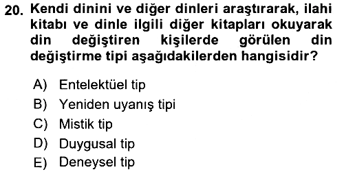 Din Psikolojisi 2017-2018 3 Ders Sınavı - 20. soru