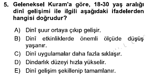 Din Psikolojisi 2018-2019 3 Ders Sınavı - 5. soru