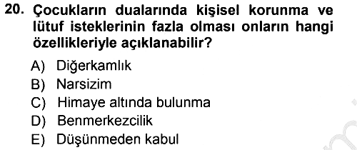 Din Psikolojisi 2012-2013 Ara Sınav - 20. soru