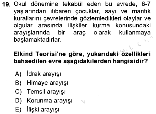 Din Psikolojisi 2017-2018 Ara Sınav - 19. soru