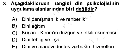Din Psikolojisi 2025-2026 Ara Sınav - 3. soru