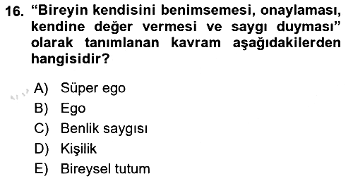 Din Psikolojisi 2025-2026 Ara Sınav - 16. soru
