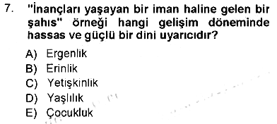 Din Psikolojisi 2012-2013 Dönem Sonu Sınavı - 7. soru