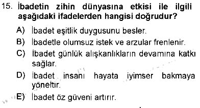 Din Psikolojisi 2012-2013 Dönem Sonu Sınavı - 15. soru