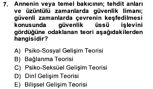 Din Psikolojisi 2014-2015 Dönem Sonu Sınavı - 7. soru
