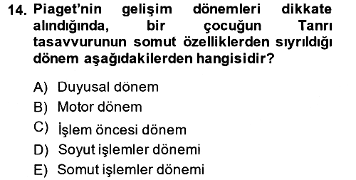 Din Psikolojisi 2014-2015 Dönem Sonu Sınavı - 14. soru