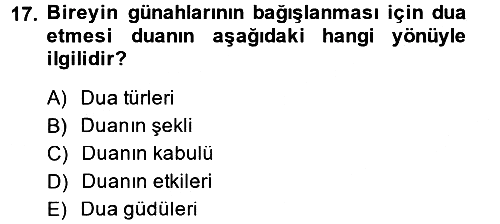 Din Psikolojisi 2014-2015 Dönem Sonu Sınavı - 17. soru