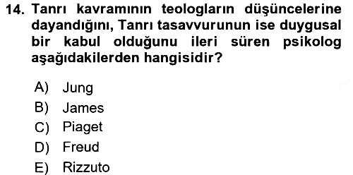 Din Psikolojisi 2016-2017 Dönem Sonu Sınavı - 14. soru