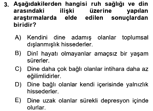 Din Psikolojisi 2017-2018 Dönem Sonu Sınavı - 3. soru