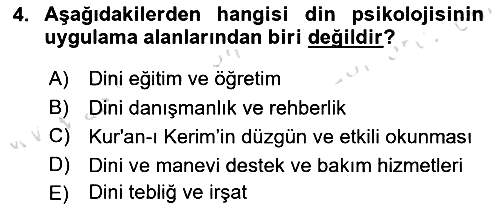 Din Psikolojisi 2021-2022 Dönem Sonu Sınavı - 4. soru