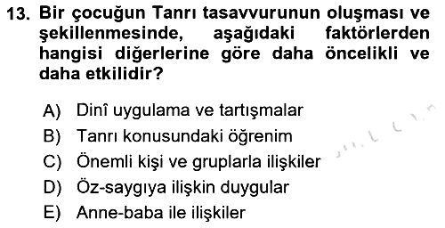 Din Psikolojisi 2021-2022 Dönem Sonu Sınavı - 13. soru