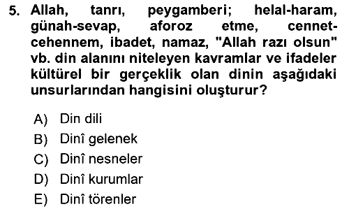 Din Psikolojisi 2023-2024 Dönem Sonu Sınavı - 5. soru