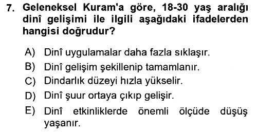 Din Psikolojisi 2025-2026 Dönem Sonu Sınavı - 7. soru