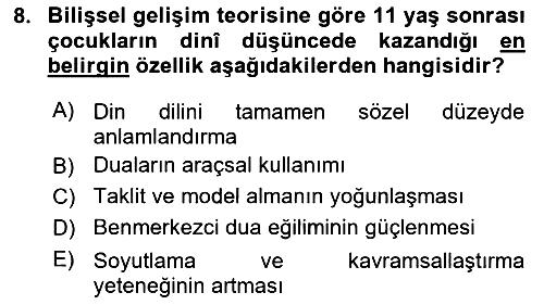Din Psikolojisi 2025-2026 Dönem Sonu Sınavı - 8. soru