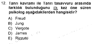 Din Psikolojisi 2012-2013 Tek Ders Sınavı - 12. soru