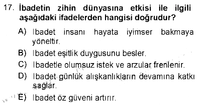 Din Psikolojisi 2012-2013 Tek Ders Sınavı - 17. soru