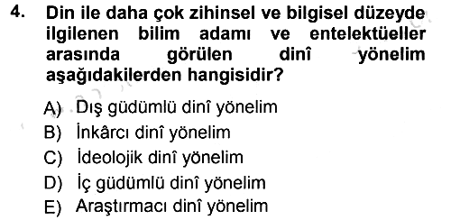 Din Psikolojisi 2013-2014 Tek Ders Sınavı - 4. soru