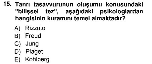 Din Psikolojisi 2013-2014 Tek Ders Sınavı - 15. soru