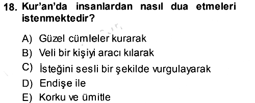 Din Psikolojisi 2013-2014 Tek Ders Sınavı - 18. soru