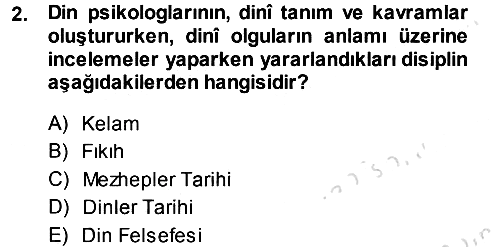 Din Psikolojisi 2014-2015 Tek Ders Sınavı - 2. soru