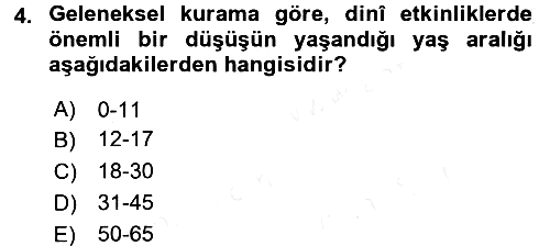 Din Psikolojisi 2015-2016 Tek Ders Sınavı - 4. soru