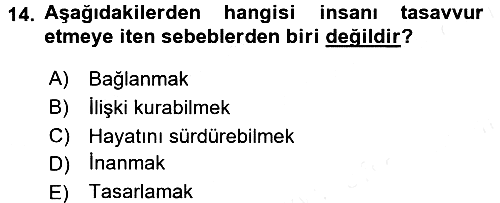 Din Psikolojisi 2015-2016 Tek Ders Sınavı - 14. soru