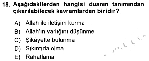 Din Psikolojisi 2018-2019 Yaz Okulu Sınavı - 18. soru
