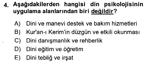 Din Psikolojisi 2020-2021 Yaz Okulu Sınavı - 4. soru
