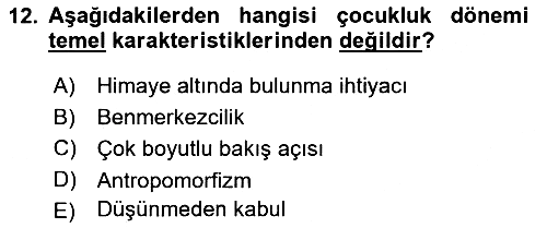 Din Psikolojisi 2020-2021 Yaz Okulu Sınavı - 12. soru