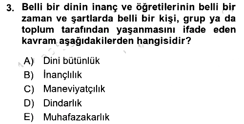 Din Psikolojisi 2025-2026 Yaz Okulu Sınavı - 3. soru