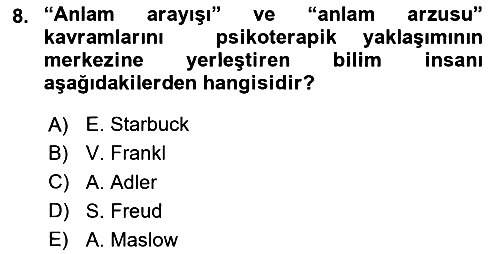 Din Psikolojisi 2025-2026 Yaz Okulu Sınavı - 8. soru