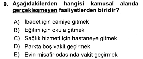 Din Sosyolojisi 2017-2018 3 Ders Sınavı - 9. soru