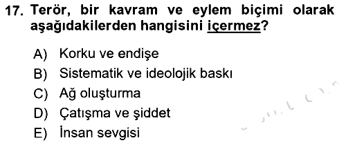 Din Sosyolojisi 2018-2019 3 Ders Sınavı - 17. soru