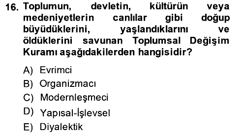 Din Sosyolojisi 2013-2014 Ara Sınav - 16. soru