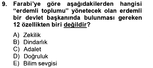 Din Sosyolojisi 2014-2015 Ara Sınav - 9. soru