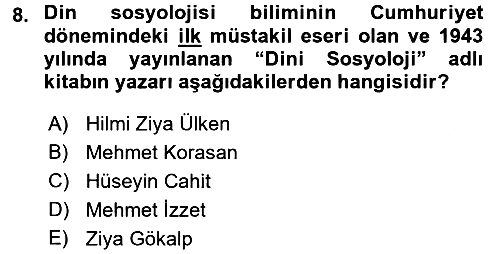 Din Sosyolojisi 2015-2016 Ara Sınav - 8. soru