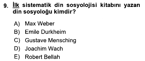 Din Sosyolojisi 2023-2024 Ara Sınav - 9. soru