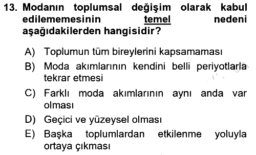 Din Sosyolojisi 2024-2025 Ara Sınav - 13. soru
