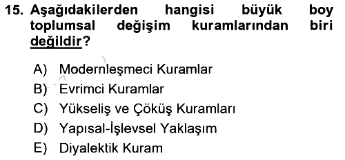 Din Sosyolojisi 2024-2025 Ara Sınav - 15. soru