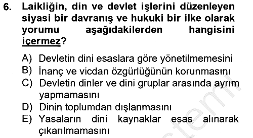 Din Sosyolojisi 2012-2013 Dönem Sonu Sınavı - 6. soru