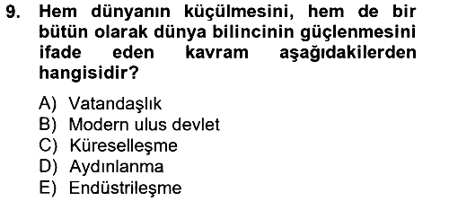 Din Sosyolojisi 2012-2013 Dönem Sonu Sınavı - 9. soru