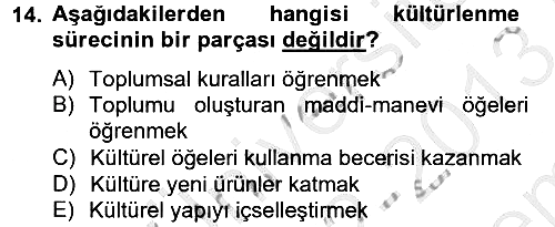 Din Sosyolojisi 2012-2013 Dönem Sonu Sınavı - 14. soru